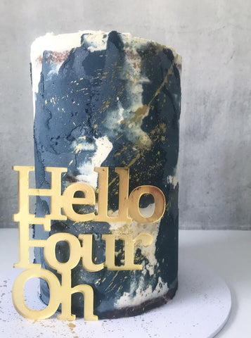 Hello Four Oh Custom Age 40th Birthday Acrylic Cake Plaque Charm