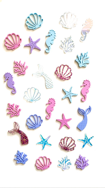 Mermaid tail Pastel Colours Acrylic Cupcake Charms Set of 6