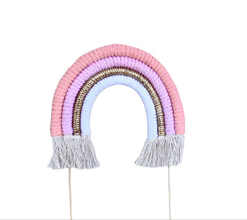 Boho Pink Bright Pink Pastel Rainbow Macrame Cake Topper – XOXO Design