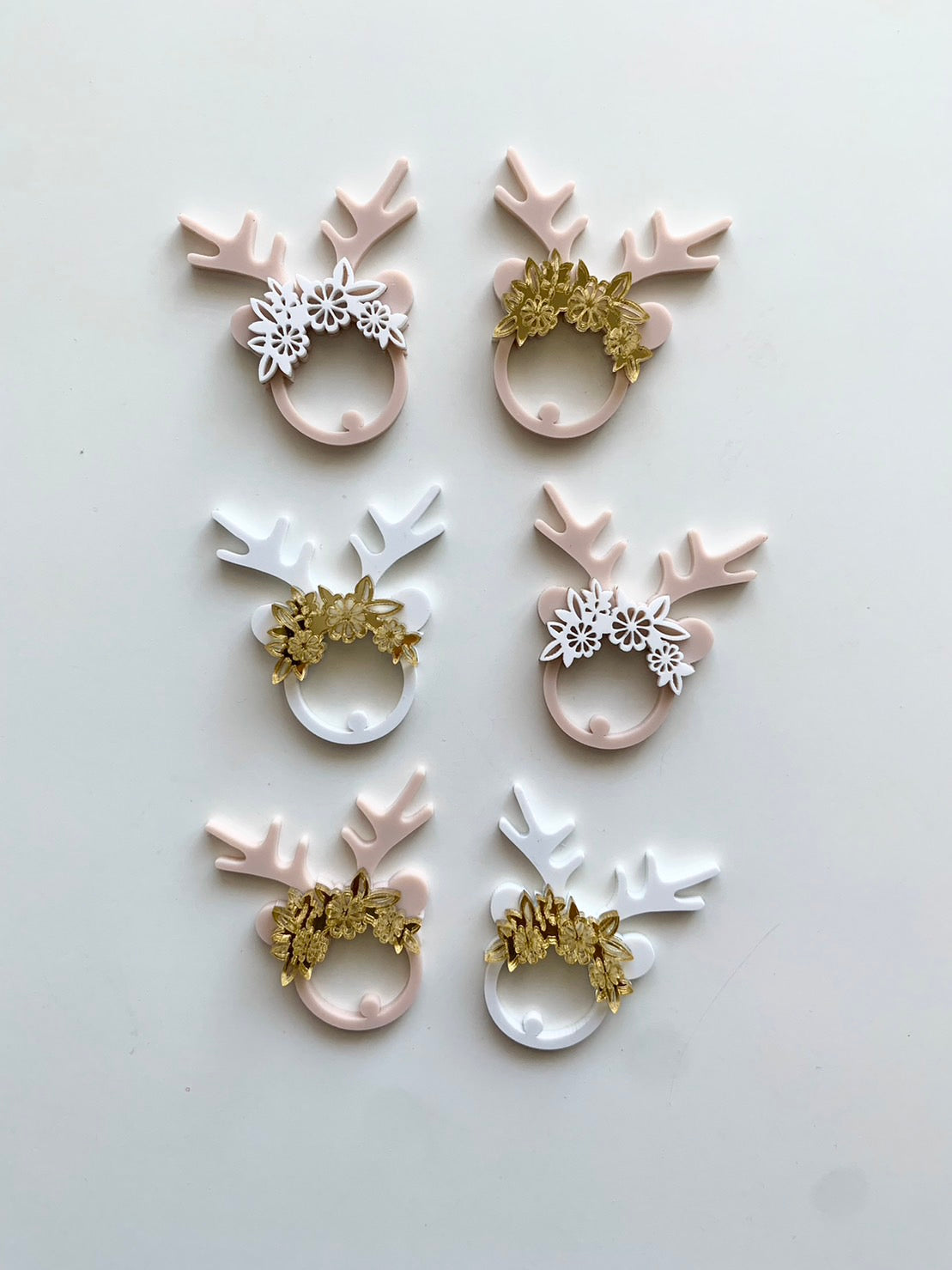 Christmas Reindeer Layered Acrylic Cupcake Charm