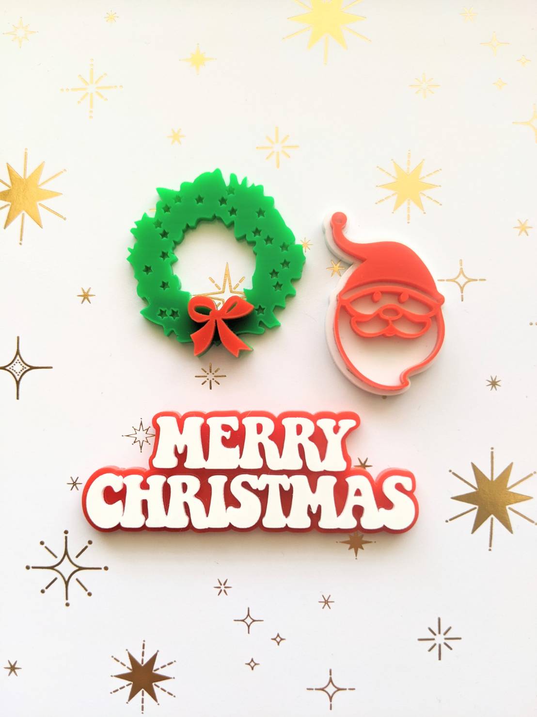 Classic Christmas Combo Acrylic Cupcake Charms - set of 3