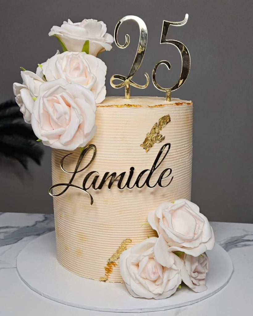 Custom Cursive Birthday Name Cake Fropper Charm & Number Cake Topper S ...