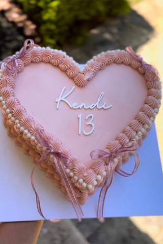 Custom Name and Age Vintage Heart Cake Topper Charm
