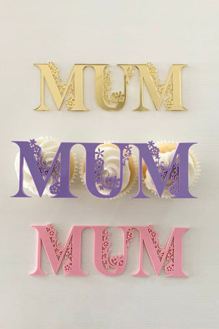 Floral Mum Acrylic Cupcake Charm