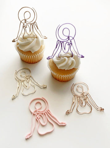 Summer Girl  Line Art Acrylic Cupcake Charms - Set of 3