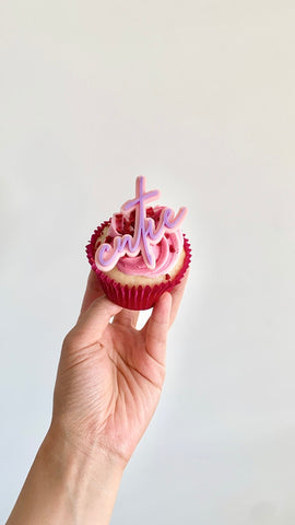 Layered Valentine's Lettering Cupcake Cake Charms - Be Mine/ Love/ Cutie/ XOXO