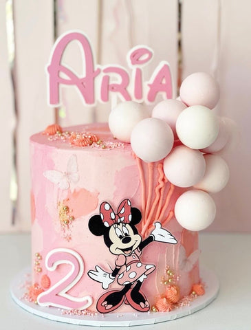 Mouse Inspired Font Double Layered Custom Name Cake Topper & Number Cake Plaque Charm