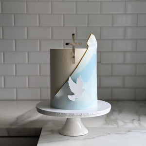 Cross and Dove Christening Acrylic Religious Cake Fropper Charm Set