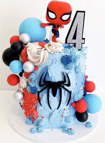 Spider Man Inspired Number Cake Topper & Spider Set