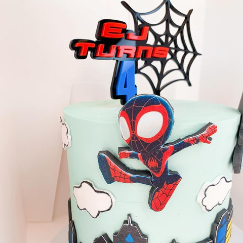 Spider Inspired Custom Birthday Name & Number Spiderweb Cake Topper