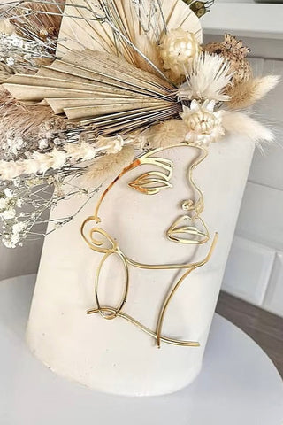 Illustration Abstract Woman with Earring Gold Mirror Cake Charm
