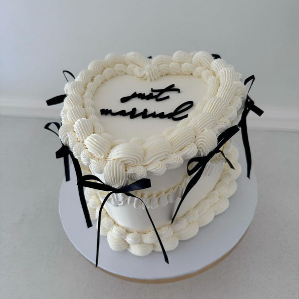 Just Married Vintage Heart Wedding Cake Topper Charm