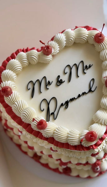 Mr & Mrs/ Mr & Mr/ Mrs & Mrs Custom Surname Vintage Heart Cake Topper Charm