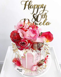Happy 80th Pamela Custom Name & Age Birthday Cake Topper