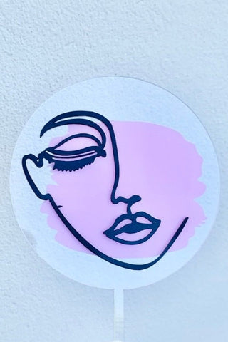 Double Layered Abstract Woman Profile Cake Topper