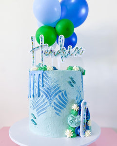 Confetti Glitter Double Layered Custom Name Birthday Cake Topper & Number Cake Plaque Charm