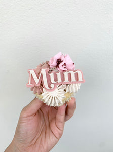 Retro Boho Mum Double Layered Set of 2 Acrylic Cupcake Charms