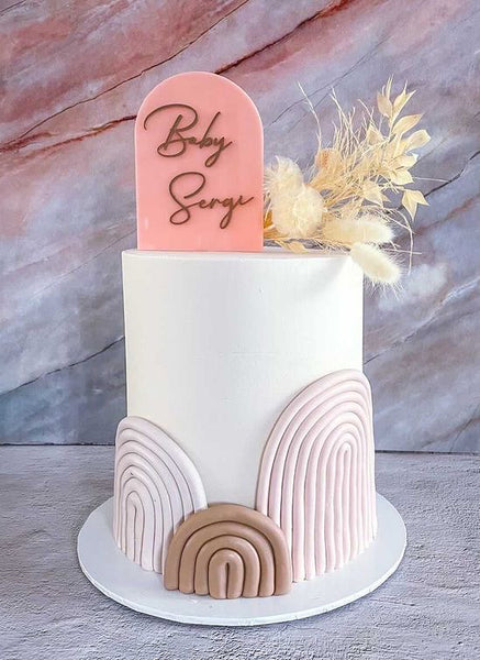Boho Arch Baby Custom Name Baby Shower Gender Reveal Cake Topper