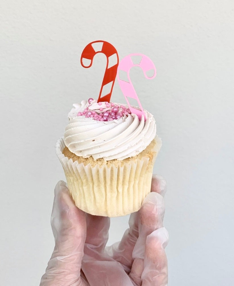 Christmas Candy Cane Acrylic Cupcake Charm