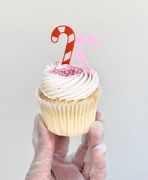 Christmas Candy Cane Acrylic Cupcake Charm
