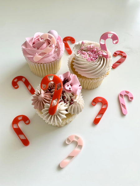 Christmas Candy Cane Acrylic Cupcake Charm