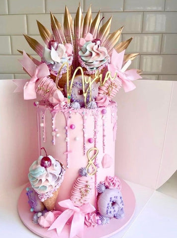 Custom Name Script Birthday Cake Topper & Number Cake Charm Set