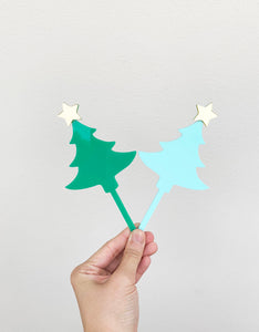 Christmas Tree Mini Double Layered Acrylic Cake Topper