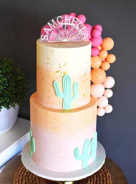Coachella Inspired 21st Custom Name Birthday Bridal Shower Acrylic Cake Topper
