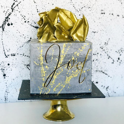 Joel Custom Name Modern Handwriting Birthday Acrylic Cake Charm Plaque