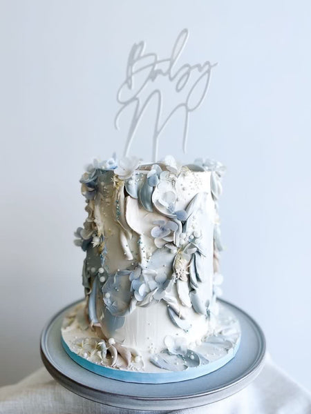 Handwriting Custom Name Initials Baby Shower Gender Reveal Acrylic Cake Topper