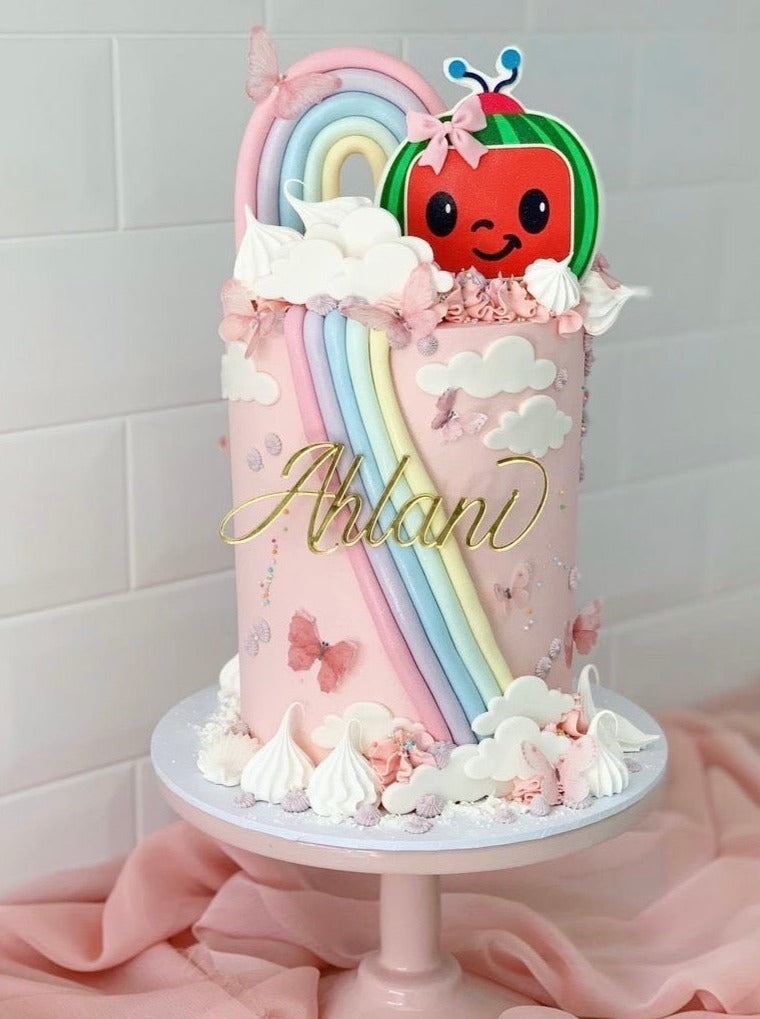 Custom Name Swirl Birthday Acrylic Cake Plaque Charm