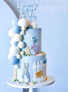 Custom Name Christening Baptism Holy Communion & 1st Birthday Double Layered Cake Topper