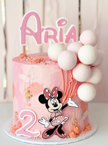 Disney Mickey Minnie Inspired Font Double Layered Custom Name Birthday Cake Topper & Number Cake Plaque Charm