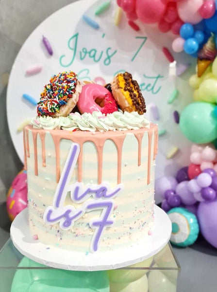 Boho Double Layered Custom Name & Age Birthday Cake Plaque Charm