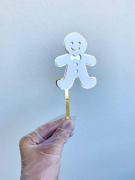 Christmas Gingerbread Man Double Layered Acrylic Cake Topper
