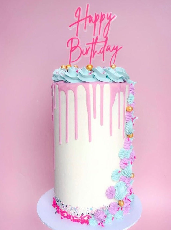 Signature Double Layered Happy Birthday Cake Topper