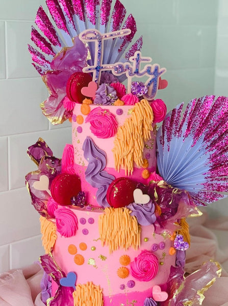 Double Layered Pastel Iridescent Glitter Custom Age Birthday Cake Topper