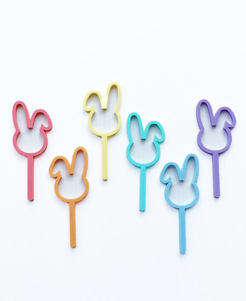 Pastel Rainbow Bunny Cupcake Toppers