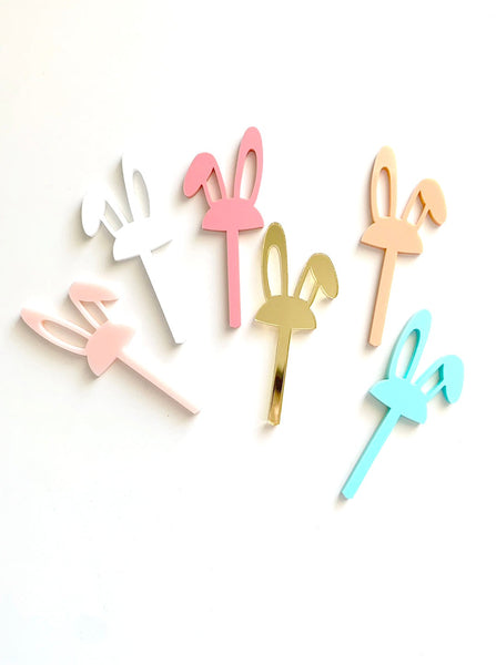 Pastel Rainbow Bunny Ears Cupcake Toppers