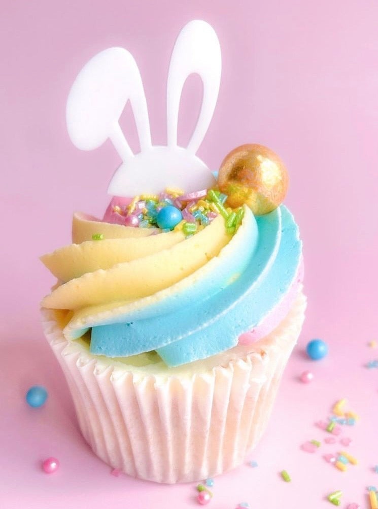 Pastel Rainbow Bunny Ears Cupcake Toppers