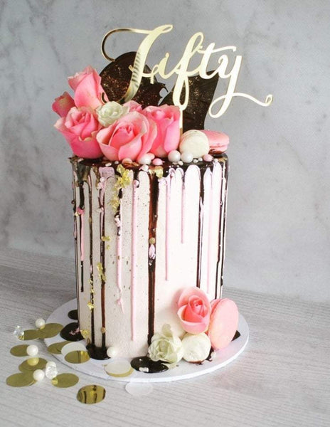 Thirty Forty Fifty Sixty Seventy Eighty Nighty Script Custom Age Birthday Cake Topper