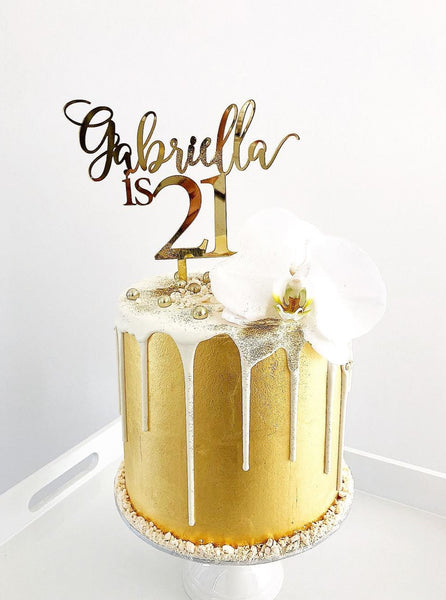 Harper is One Custom Calligraphy Name & Age Birthday Cake Topper