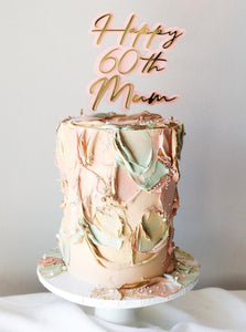 Double Layered Pastel Custom Name & Age Happy 18th 21st 30th  Acrylic Cake Topper