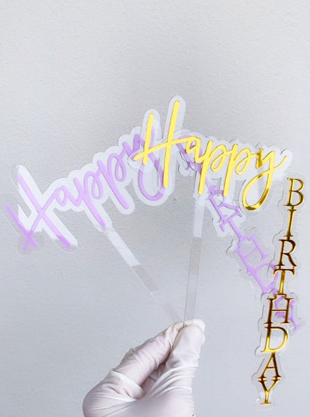 Happy Birthday Double Layered Side Cake Topper