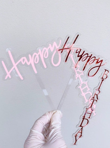 Happy Birthday Double Layered Side Cake Topper