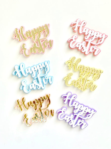 Double Layered Happy Easter Set of 2 Acrylic Cupcake Charms