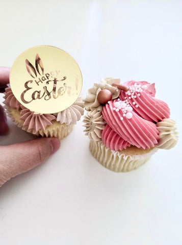 Happy Easter Circle Cupcake Charms Plaques Set of 10