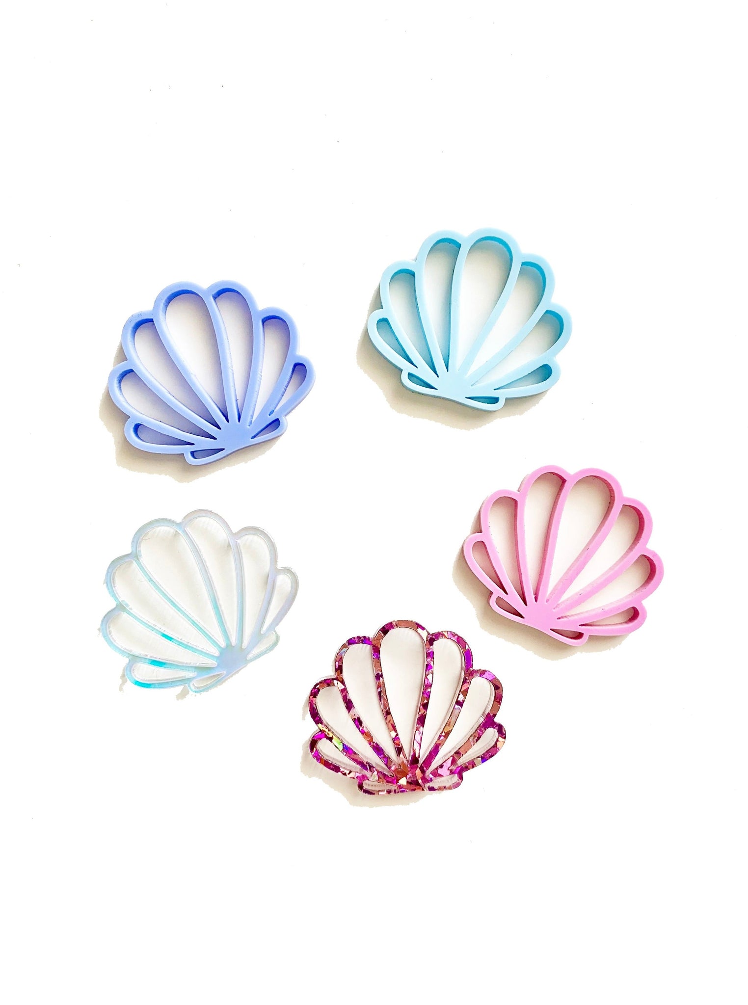Mermaid Shell Pastel Colours Acrylic Cupcake Charms Set of 6