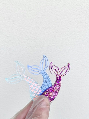Mermaid tail Pastel Colours Acrylic Cupcake Charms Set of 6