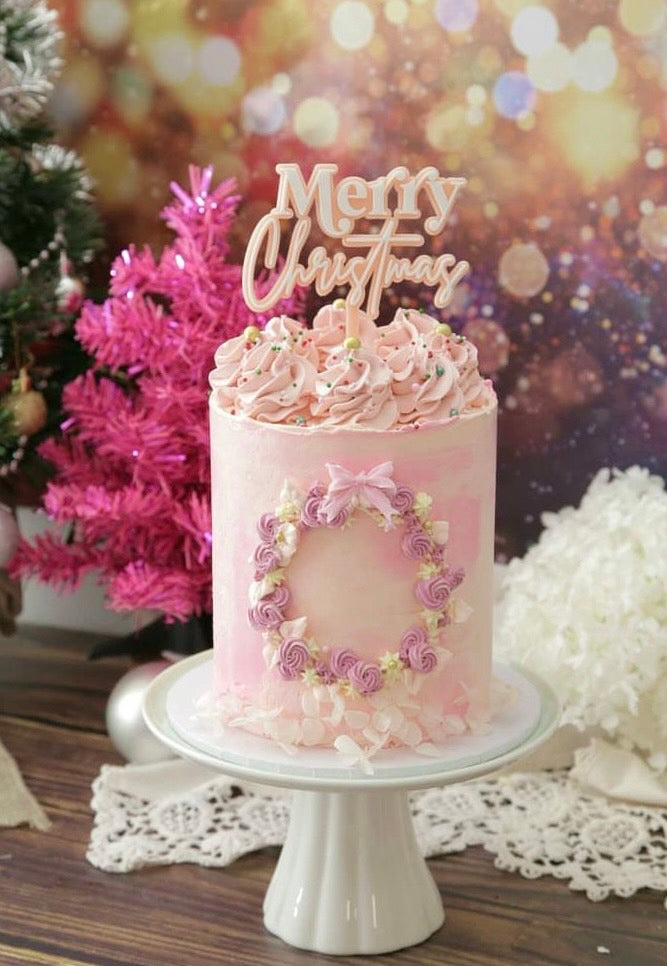 Merry Christmas Vintage Double Layered Acrylic Cake Topper